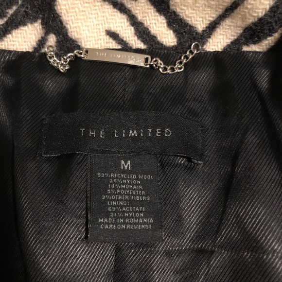 TheLimited long cream button up coat with black pattern - Picture 6 of 7